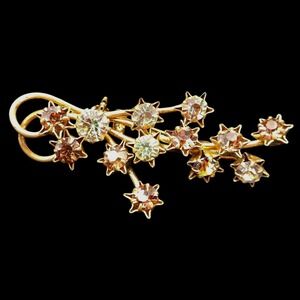 Vtg Austrian Crystal Floral Star Spray Brooch Rhinestone Stmt Multicolor‎ Glass